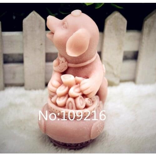 New Product!!1pcs 3D Zhaocai Dog (zx228) Food Grade Silicone Handmade Soap Mold Crafts DIY Mould