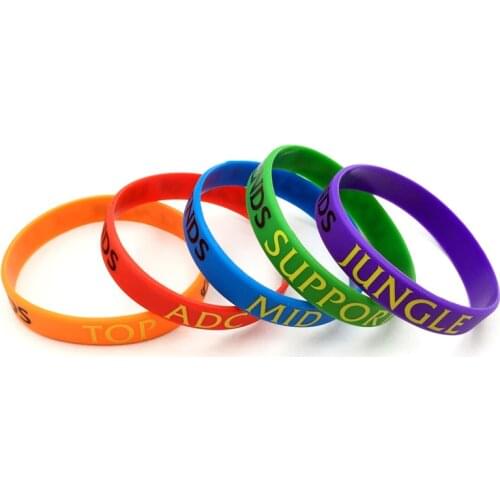Wholesale 100pcs/lot LOL Wristband Silicon Bracelet ADC, JUNGLE, MID, SUPPORT, TOP,DOTA 2 Printed Band For Women&Men