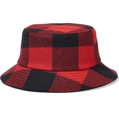Bucket Hat Teenagers Men Women Summer Sun Beach Wide Brim Red Plaid Reversible Hip Hop Holiday Outdoor Fisherman Accessory