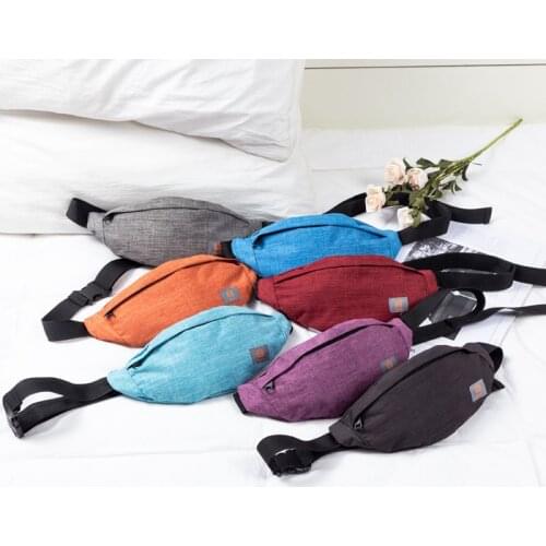 Male Men Waist Bag Pack Casual Functional Money Phone Belt Bag Gray Black Women Bag for Belt Canvas Hip Bag Fanny