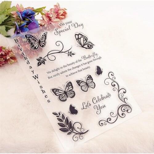 15x21cm Butterfly Psalm Clear Stamps Transparent Seal Silicone Seal TPR Christmas Wedding Roller Stamps DIY Scrapbook Album Card
