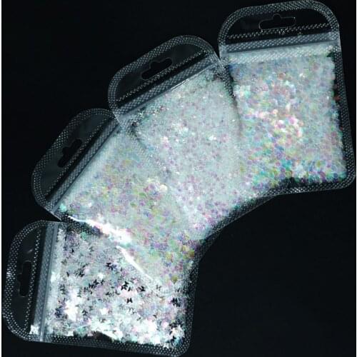 1 Bag /3 types Clear Iridescent Heart Star Circle Mix Shape Glitter-Dots/Heart/Stars Iridescent AB Pink Assorted Shape Glitter