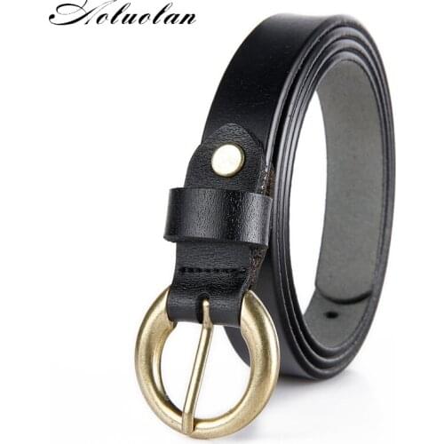 Aoluolan pin buckle belt woman Genuine leather belts Quality cow skin strap width 1.8 cm Belt Waist Belts Women Jeans Pants