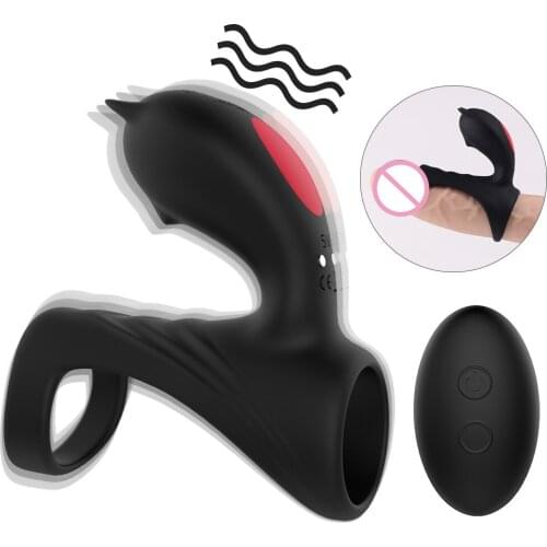 Sex Toys Silicone Lock Ring Adult Toy Wireless Remote Control Lock Ring Male Penis Erection Aid Vibration Rings Cock Testicle