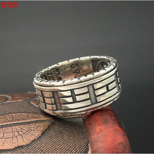 Real solid 925 pure silver Turn gossip Thai silver ring rotation gossip