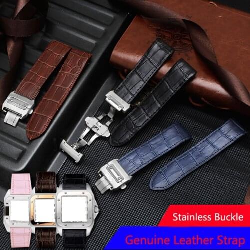 Special interface quality genuine leather strap 20mm 23mm brown black watchbands replacement leather bracelet for Santons 100