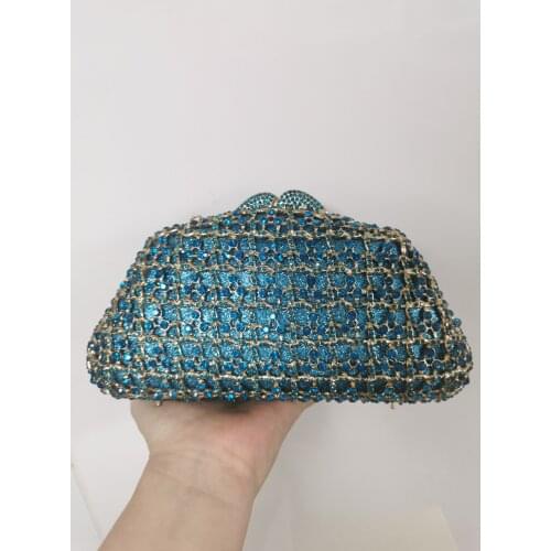 XIYUAN Women Blue/Gold/Silver Crystal Clutch Bag Evening Bags Wedding Bridal Rhinestone Handbags Party Dinner Minaudiere Purses