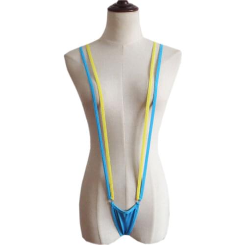 Micro bikini swimwear women swimsuit one piece biquini bikinis Sexy String Two-color Y shape Backless Thong Beach spa Sunbathing