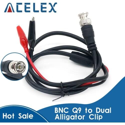 1pcs 110cm BNC Q9 to Dual Alligator Clip Oscilloscope Test Probe Leads Cables Connector Dual Tester Tools for Electrical Working