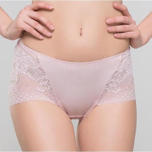 1 PC 100% Pure Knit Silk Womens Sexy Lace Panties Brief Underwear Lingerie M L XL SG012