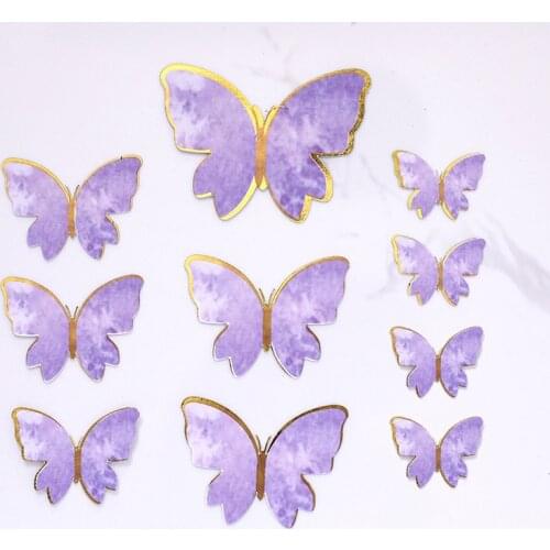 10pcs Ins Pink Butterfly Wedding Cake Topper Gold Purple Birthday Cupcake Topper For Birthday Party Cake Decorations Baby Shower