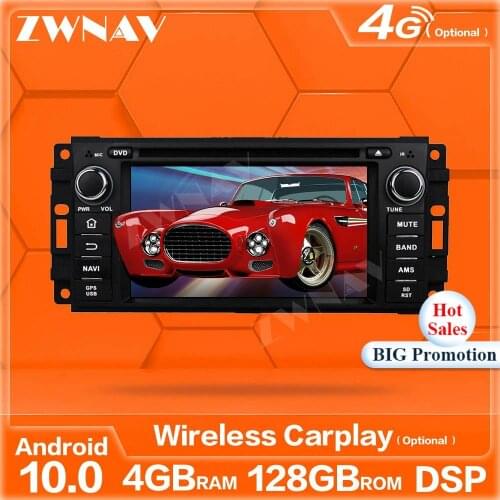 128GB Wireless Carplay Android 10 Screen Multimedia Player For Jeep Compass Wrangler GPS Navi Auto Audio Radio Stereo Head Unit