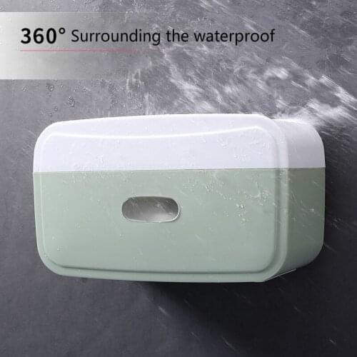 1pcsMultifunctional Simple Bathroom Wall-mounted Tissue Box Free Punch Waterproof Toilet Roll Paper Box