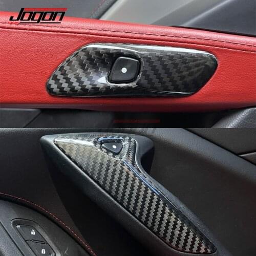 2pcs Real Dry Carbon Fiber For Chevrolet Corvette C7 ZR1 Z06 2014-2019 Interior Door Handle Panel Cover Trim Car Accessories