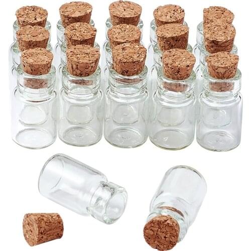 20pcs Mini Tampions Glass Jar Glass Bottles Bead Containers with Cork Stoppers Bottle Pendant for Jewelry Making 18x10mm