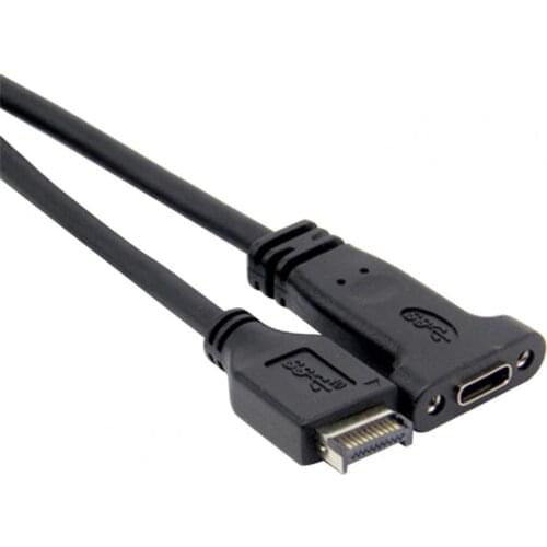 20cm USB 3.1 Front Panel Header Type-E To USB-C Type C Female Connector Extension Wire Cable +Panel Mount Screw Type E Connector