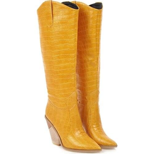 2020 Fashion Knee High Boots Western Cowboy Boots Women Long Winter Boots Pointed Toe Cowgirl Boots Women Size34-43