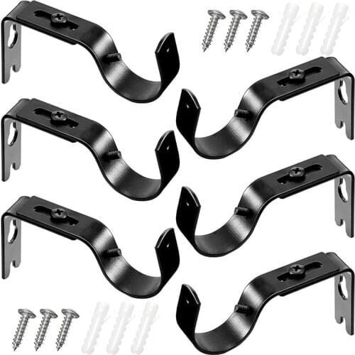6 Pieces Curtain Rod Brackets General Adjustable Curtain Brackets Valance Support Holders Curtain Rod Holder Wall Hooks