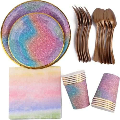 70Pc/Set Star Hot Stamping Theme Disposable Tableware Birthday Decoration Baby Shower Napkin Tablecloth Plate Cup Party Supplies