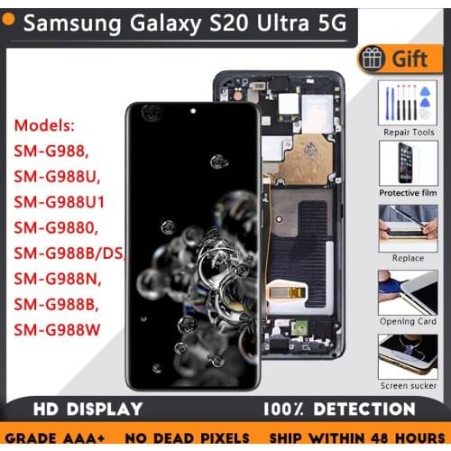 6.9"For Samsung Galaxy S20 Ultra 5G SM-G988B G988U , G988W G9880 G988N LCD Screen Display Touch Screen With Frame