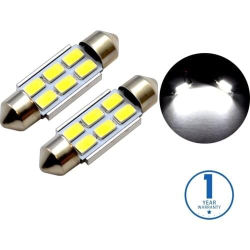 Free Shipping 10 pcs White 6 SMD LED 5630 SMD Festoon Interior Dome Car Reading No Error Bulb Light 39mm