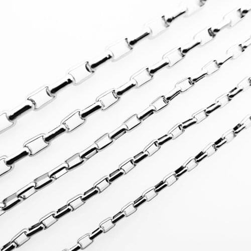 Long Box Chain Stainless Steel Box Necklace Fashion Party Jewelry 2/2.5/3/4/5/6mm Width