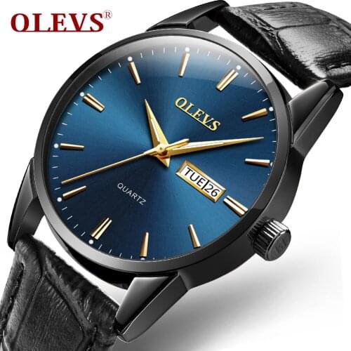 Couple watch leather quartz movement waterproof luminous gentleman elegant lover watches Comfortable Men women clock OLEVS 6898