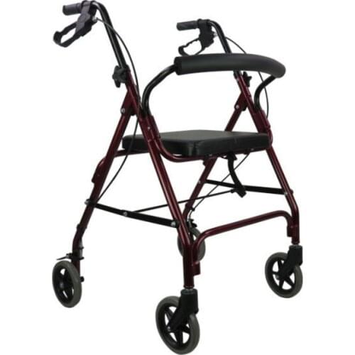 Elderly Walker Four Wheel Walker Foldable Portable Walking Walker Assisted Walking Device Elderly Trolley Shopping Cart