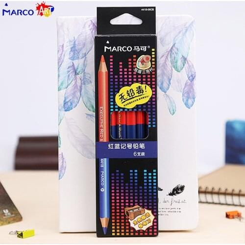 Marco Raffine 6pcs Double Head Jumbo Color Pencils lapis de colores Carpenter Colored Pencils for Marker Pencil Set Art Supplies