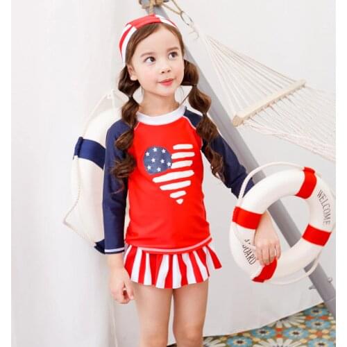 Girls Lycra Rash Guard UPF50+ UV Sun Protection Beach Shirt Cover Kids Swimwear Swimming Suit Cap Child Dive Skin Set of 3