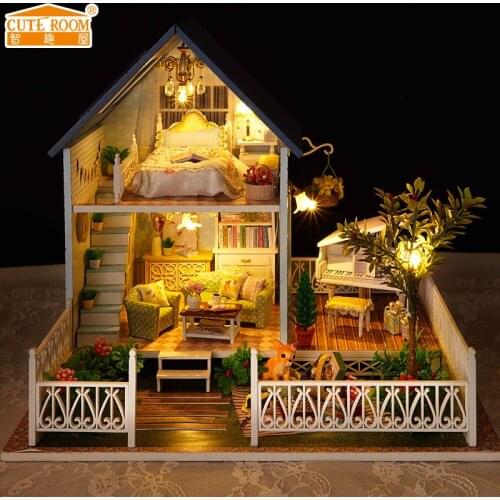 Diy - romantic holiday villa, cute room,handmade assembly model house, house building toys,Model toys, creative gift