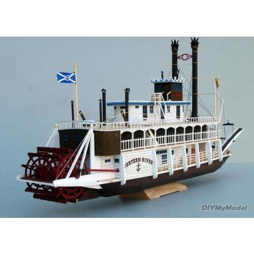 DIYMyModeI 1:100 US Western River Mississippi Paddle Steamboat Handcraft Paper Model Kit Puzzles Handmade Toy DIY