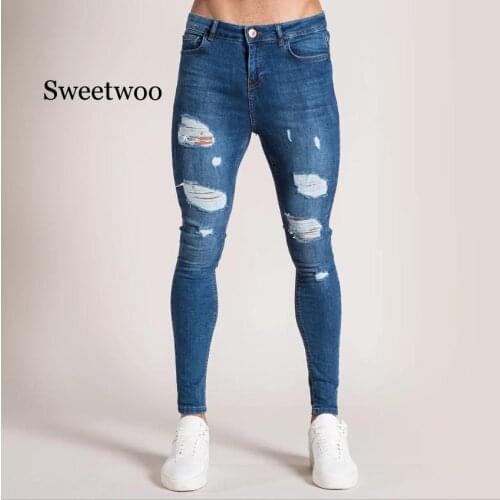 Cotton Jean Mens Pants Vintage Hole Cool Trousers for Guys Summer Plus Size 3XL ripped jeans Male