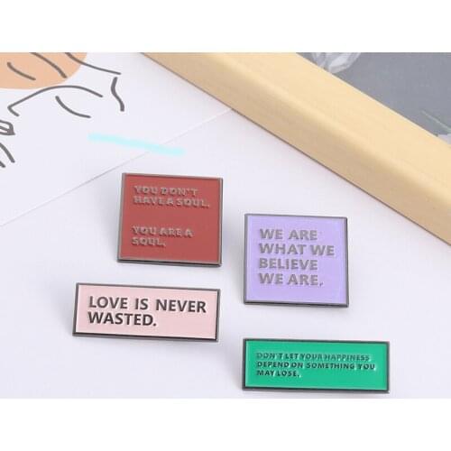Philosophical Phrases of Life Enamel Pins Wholesale Live Actively Brooch Bag Word Lapel Pin Encouraging Badge Gift for Friends