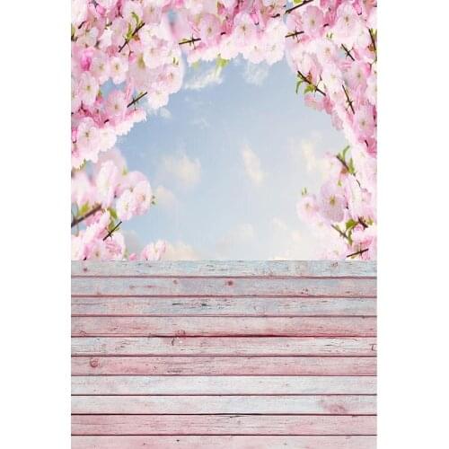 Flowers Sky Photography Backdrops Wooden Floor Backgrounds for Photo Studio Portrait Photo Shoot Vinyl Cloth Computer Printed