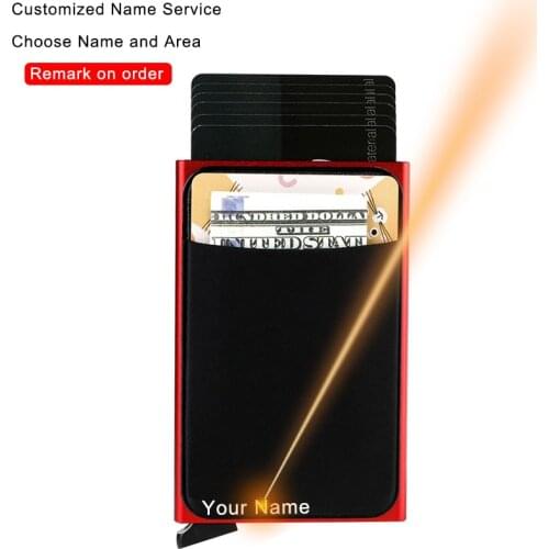 Custom Wallet Rfid Metal Card Holder Men Wallets Laser Customized Original Gift Slim Thin Wallet Personalized Gifts For men 2021