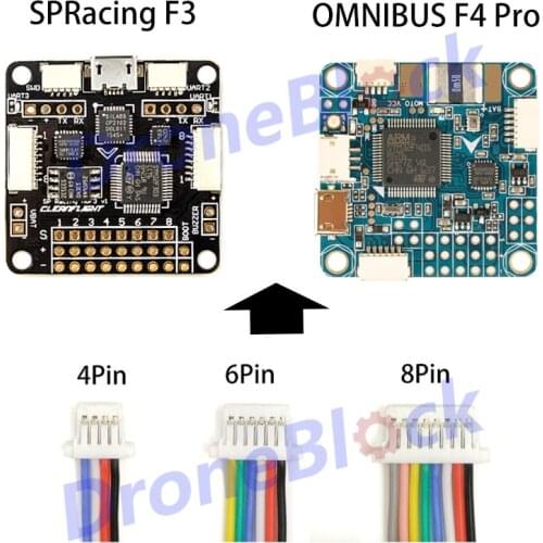 6PCS 4p 6p 8p Wire Cable for Omnibus F4 F7 SPRacing F3 SPARK2 F7 silicon JST SH1.0 15cm Betaflight Cleanflight Racing Drone