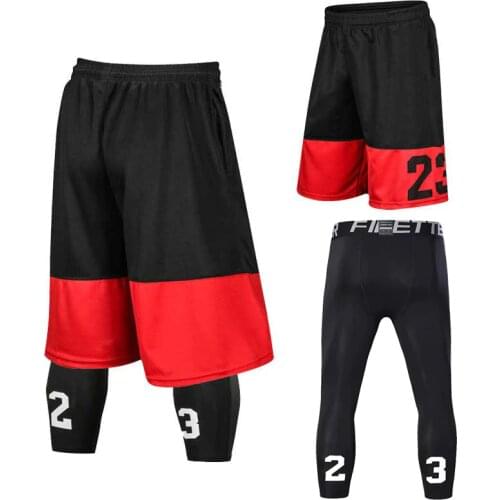 Men Basketball Set Uniforms kits 2019 Big Size college Basketball Shorts Sports Fitness Short Pants For Male Soccer Tights