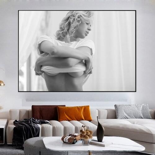 Beautiful Naked Woman Canvas Painting Sexy Body Black White Poster and Prints Wall Art Pictures for Living Room Home Decor