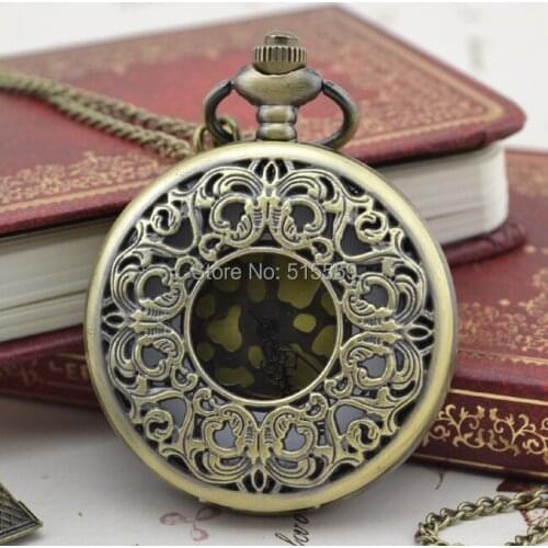 Hot Selling Free Shipping Hollowed Quartz Pocket Watch Pendant Vintage Pocket Watch Necklace Gift Watch Collection Wholesale
