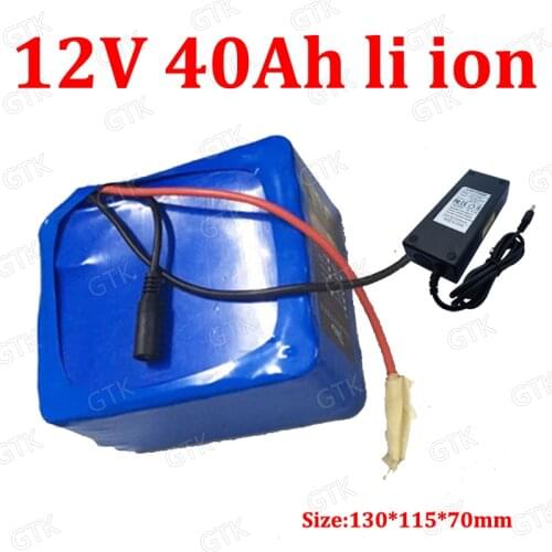 GTK lithium ion battery 12v 40ah li ion battery 18650 BMS 3s for bike ups power bank Golf Buggy camping Fire Alarms +3A charger