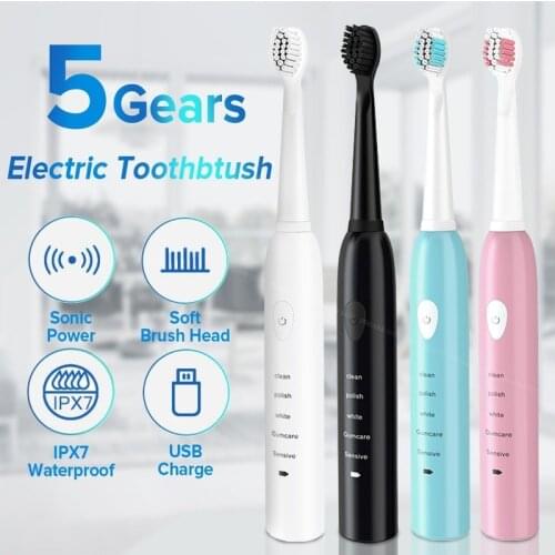 Powerful Ultrasonic Sonic Electric Toothbrush USB Rechargeable Tooth Brush Adult Electronic Washable Whitening Teeth Brush