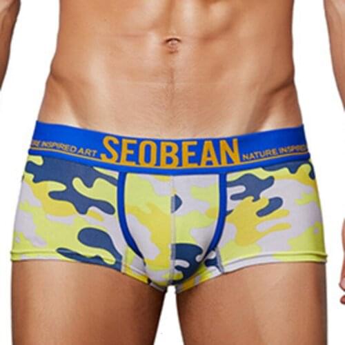 4pcs/lot Camouflage Men Boxer Shorts Cotton Underwear Mens Underpants Sexy Bulge Seobean Brand Cuecas Boxers Mans Under Wear