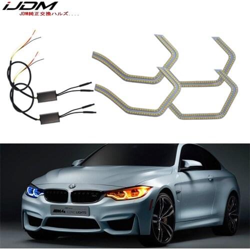 IJDM Concept M4 Iconic Style Switchback Dual-Color LED Angel Eye Kit w/Relay Wirings For BMW 2 3 4 5 Series Headlight Retrofit