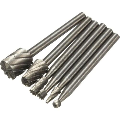 6Pcs HSS Routing Router Bit Rotary Suit Burr Set for Dremel Wood Milling Cutter New