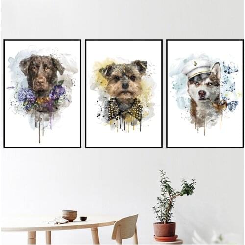Funny Sheepdog Greyhound Yorkshire Terrier Wall Art Canvas Painting Nordic Posters and Prints Wall Pictures Kids Room Decoration