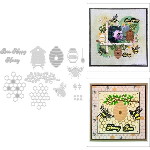 2020 New Insect Animal Bee Metal Cutting Dies Honeycomb and Honey Word Die Cut Scrapbooking For Craft Card Making No Stamps Sets