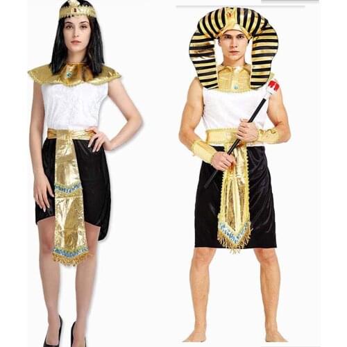 New Egypt Pharaoh Costumes For Halloween Party Adults Clothing Egyptian Pharaoh King Men Purim Fancy Dress Role Play