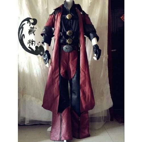 New Cosplay Costume Dante 4 Patent Leather Coat Metal Butons Clothing set Custom made