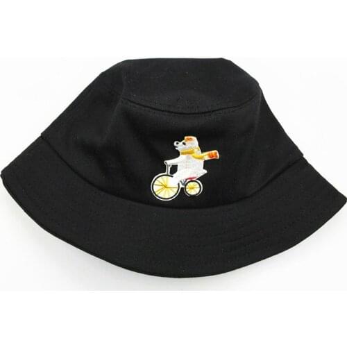 2021 Cartoon Bear Embroidery Cotton Bucket Hat Fisherman Hat Outdoor Travel Hat Sun Cap Hats for Men and Women 363